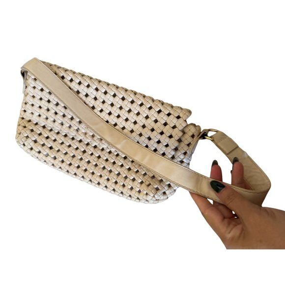 BEIGE Woven Basket Weave Flap Mini Shoulder Bag - Picture 4 of 9